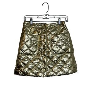 Frances Valentine Gold Quilted Mini Skirt